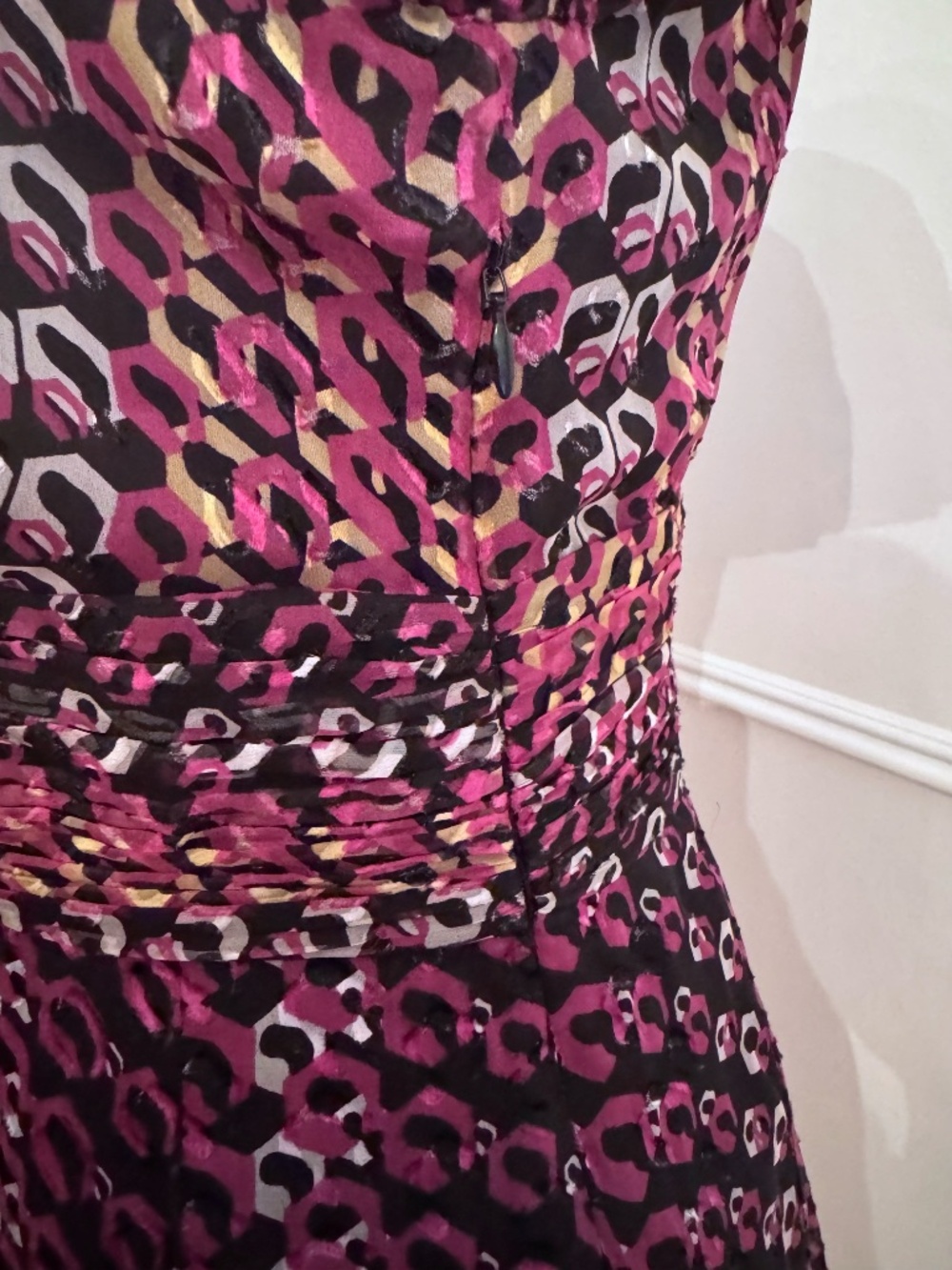 Diane von Furstenberg Silk Dress Purple Black Geometric Print Size 4 - Picture 4 of 7